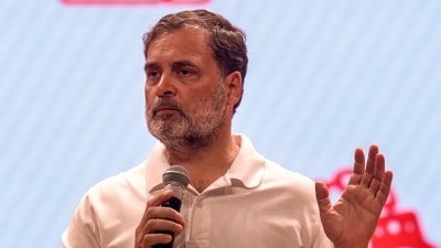 Leader of Opposition in the Lok Sabha Rahul Gandhi addresses a press conference, at AICC headquarters in New Delhi. (PTI)