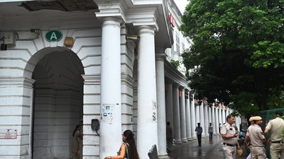 Police personnel remain on high alert near the Connaught Place area a day after the Cockroach Janata Party (CJP) protest, with tight security arrangements in place in New Delhi, India, on Tuesday, July 21, 2026. (Hindustan Times) Police personnel remain on high alert near the Connaught Place area a day after the Cockroach Janata Party (CJP) protest, with tight security arrangements in place in New Delhi, India, on Tuesday, July 21, 2026. (Hindustan Times)