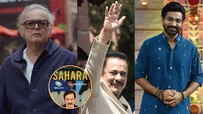 Scam franchise director and showrunner Hansal Mehta, Subrata Roy Sahara and actor Siddharth Bodke Scam franchise director and showrunner Hansal Mehta, Subrata Roy Sahara and actor Siddharth Bodke