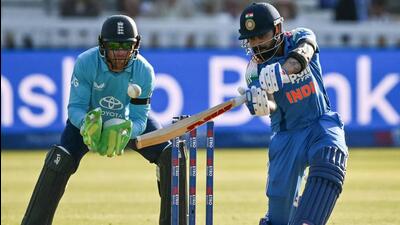 Virat Kohli in action against England. (AFP) Virat Kohli in action against England. (AFP)
