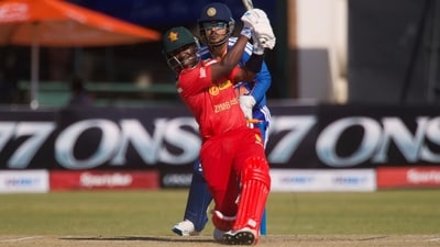 Wessly Madhevere fought till the end to finish unbeaten on 39 off 35 balls, top-scoring for Zimbabwe with three fours and a six. (AP Photo) Wessly Madhevere fought till the end to finish unbeaten on 39 off 35 balls, top-scoring for Zimbabwe with three fours and a six. (AP Photo)