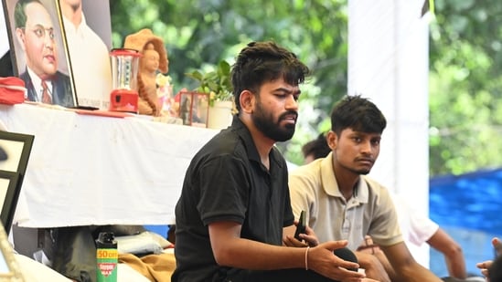 New Delhi, India - July 22, 2026: Cockroach Janata Party founder Abhijeet Dipke during sit-in protest at Jantar Mantar in New Delhi, India, on Wednesday, July 22, 2026. (Photo by Vipin Kumar/ Hindustan Times)
