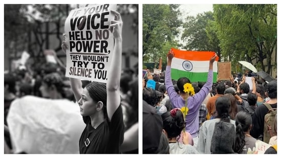 Alaya F during the protests in Mumbai.
