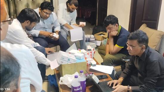 Officials said the flat was allegedly being used to store large quantities of pharmaceutical products without authorisation. (HT Photo)