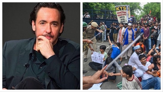 John Cusack has shown support for the student protests in India.