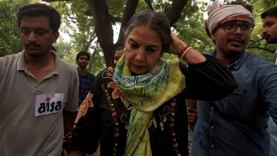 Shabama Azmi was also part of the march on Monday at Jantar Mantar.