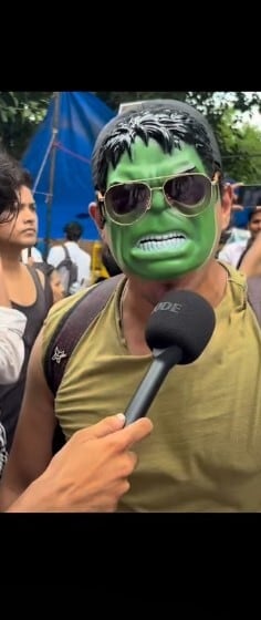 The Hulk also joined the protest, adding to the growing lineup of pop-culture characters.
