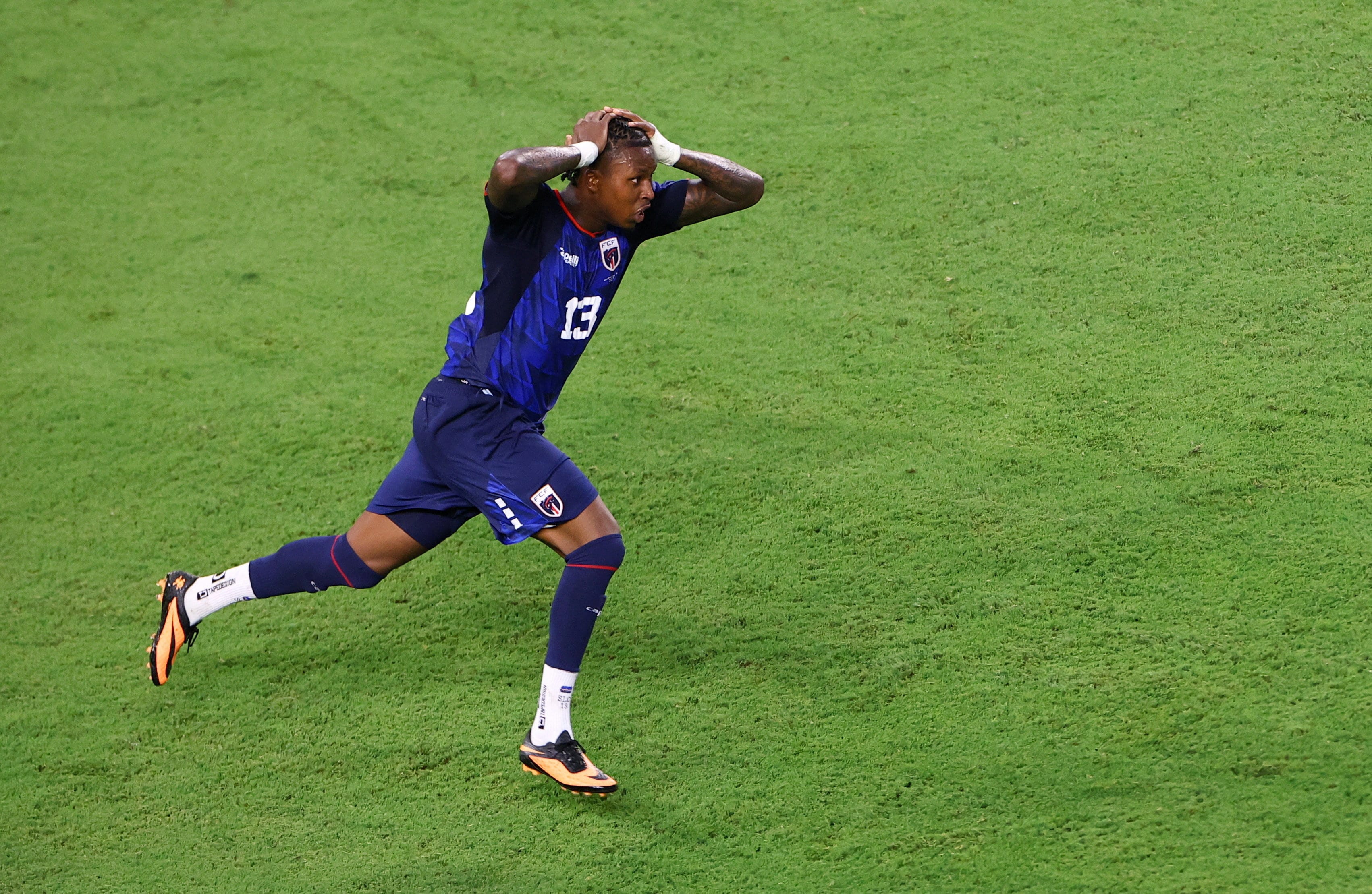 Cape Verde's Sidny Lopes Cabral after scoring their second goal against Argentina. (Reuters) Cape Verde's Sidny Lopes Cabral after scoring their second goal against Argentina. (Reuters)