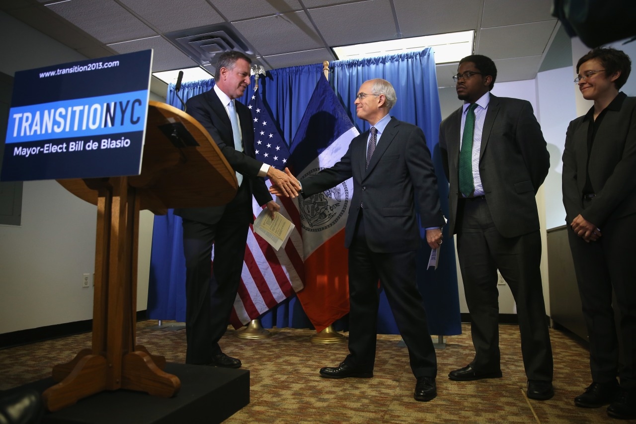 Anthony Shorris shaking hands with then-Mayor-elect Bill de Blasio, who appointed him first deputy mayor in 2013. Anthony Shorris shaking hands with then-Mayor-elect Bill de Blasio, who appointed him first deputy mayor in 2013.