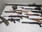 Firearms seized during the Project Bay investigation into cross-border drug trafficking. (Credit: Ontario Provincial Police)