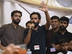 Cockroach Janta Party (CJP) founder Abhijeet Dipke speaks to the media at Jantar Mantar in New Delhi.