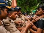 Mumbai, India. July 23, 2026 - Mumbai police detained students and Cockroach Janta Party supporters during protests at Shivaji Park in Dadar. Students and supporters of the Cockroach Janta Party gathered at Shivaji Park in Dadar to show solidarity with the CJP's protest in Delhi. Mumbai, India. July 23, 2026. (Photo by Raju Shinde/HT Photo) (Raju Shinde)