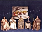 Sheila Chaman (far right) on the talk show, Live Wire. (HT Archive)