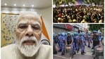 The Prime Minister said the government had taken several steps over the past two-and-a-half months against those responsible for paper leak.(X/Narendramodi, HT and AFP images)