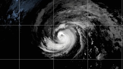 This NOAA satellite image taken on Friday, July 24, 2026, shows Hurricane Fausto moving across the Pacific Ocean. (NOAA via AP)