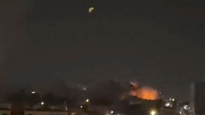 Smoke and flames rise after an explosion in Bandar Abbas, Hormozgan Province, Iran. (REUTERS)