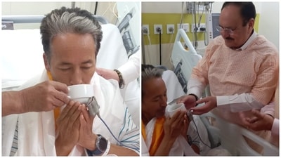 Sonam Wangchuk ended his 26-day hunger strike alonnside Union minister JP Nadda. (@Piyush Goyal/X) Sonam Wangchuk ended his 26-day hunger strike alonnside Union minister JP Nadda. (@Piyush Goyal/X)