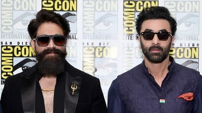 Yash and Ranbir Kapoor attend the Ramayana press line during 2026 Comic-Con International: San Diego at Hilton Bayfront on July 23, 2026 in San Diego, California.   (Photo by Emma McIntyre / GETTY IMAGES NORTH AMERICA / Getty Images via AFP) (Getty Images via AFP)