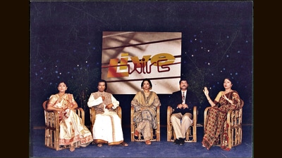 Sheila Chaman (far right) on the talk show, Live Wire. (HT Archive) Sheila Chaman (far right) on the talk show, Live Wire. (HT Archive)