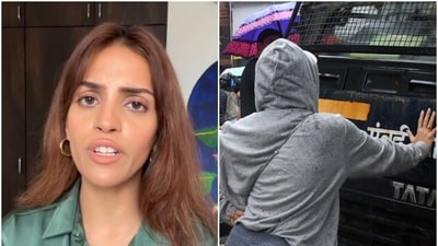 Rhea Ahir, the model who blocked a Mumbai Police car during a protest recently. (Instagram/@rhiyaahir)