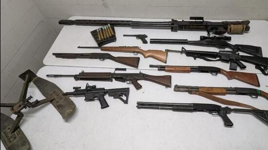 Firearms seized during the Project Bay investigation into cross-border drug trafficking. (Credit: Ontario Provincial Police)