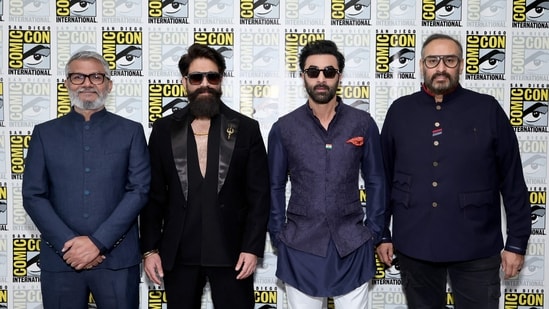 Nitesh Tiwari, Yash, Ranbir Kapoor and Namit Malhotra attend the Ramayana press line during 2026 Comic-Con International: San Diego at Hilton Bayfront on July 23, 2026 in San Diego, California.
(Photo by Emma McIntyre / GETTY IMAGES NORTH AMERICA / Getty Images via AFP)