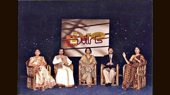 Sheila Chaman (far right) on the talk show, Live Wire. (HT Archive)