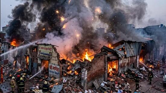 The blast, which occurred at around 5 pm, was heard nearly two kilometres away, triggering panic in nearby villages. (Sourced)