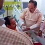 **EDS: THIRD PARTY IMAGE** In this screengrab from a video posted on late July 23, 2026, Union Health Minister JP Nadda offers a drink to social activist and educator Sonam Wangchuk as Union Minister of State Jitendra Singh looks on during the breaking of Wangchuk's 26-day indefinite hunger strike, at Medanta Hospital, in Gurugram. (Handout via PTI Photo)(PTI07_24_2026_000009B)