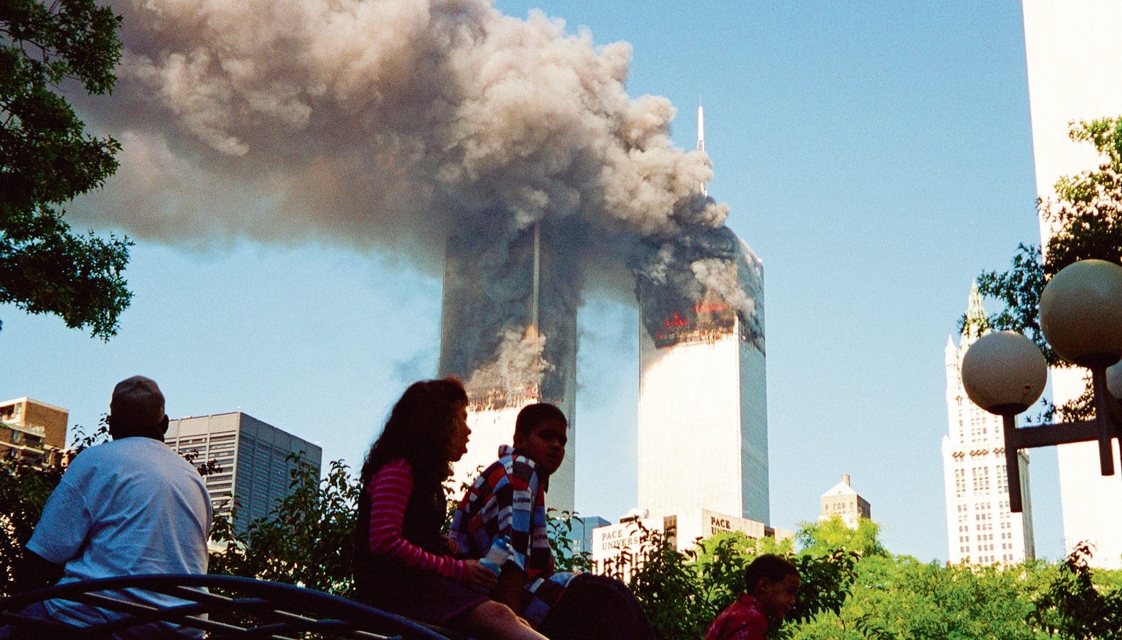 Smoke rises from the World Trade Center on 9/11, 2001. Getty Images Smoke rises from the World Trade Center on 9/11, 2001. Getty Images