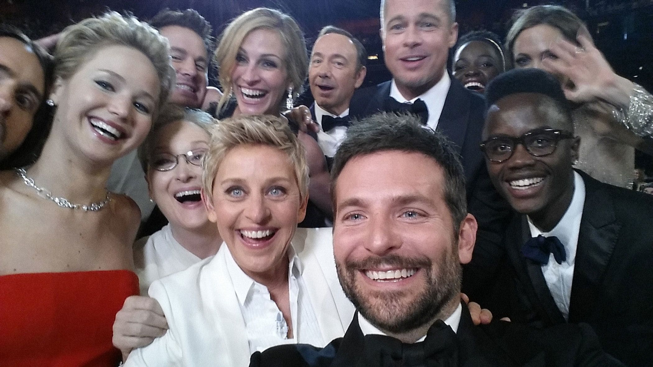 The star-studded viral Oscars selfie; 2014. Wikimedia The star-studded viral Oscars selfie; 2014. Wikimedia