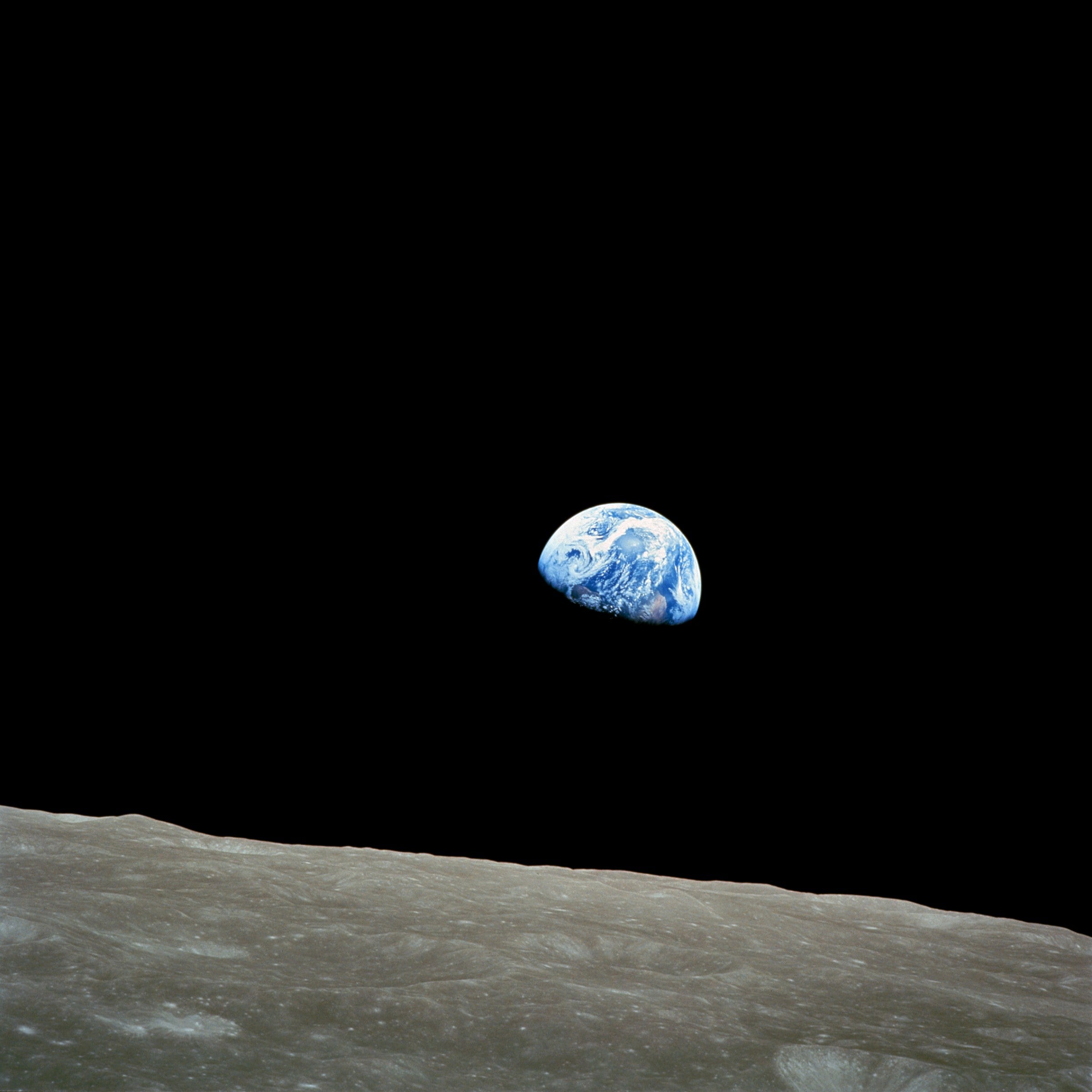 Earthrise by astronaut Bill Anders, the first colour photo of Earth; 1968. Wikimedia Earthrise by astronaut Bill Anders, the first colour photo of Earth; 1968. Wikimedia
