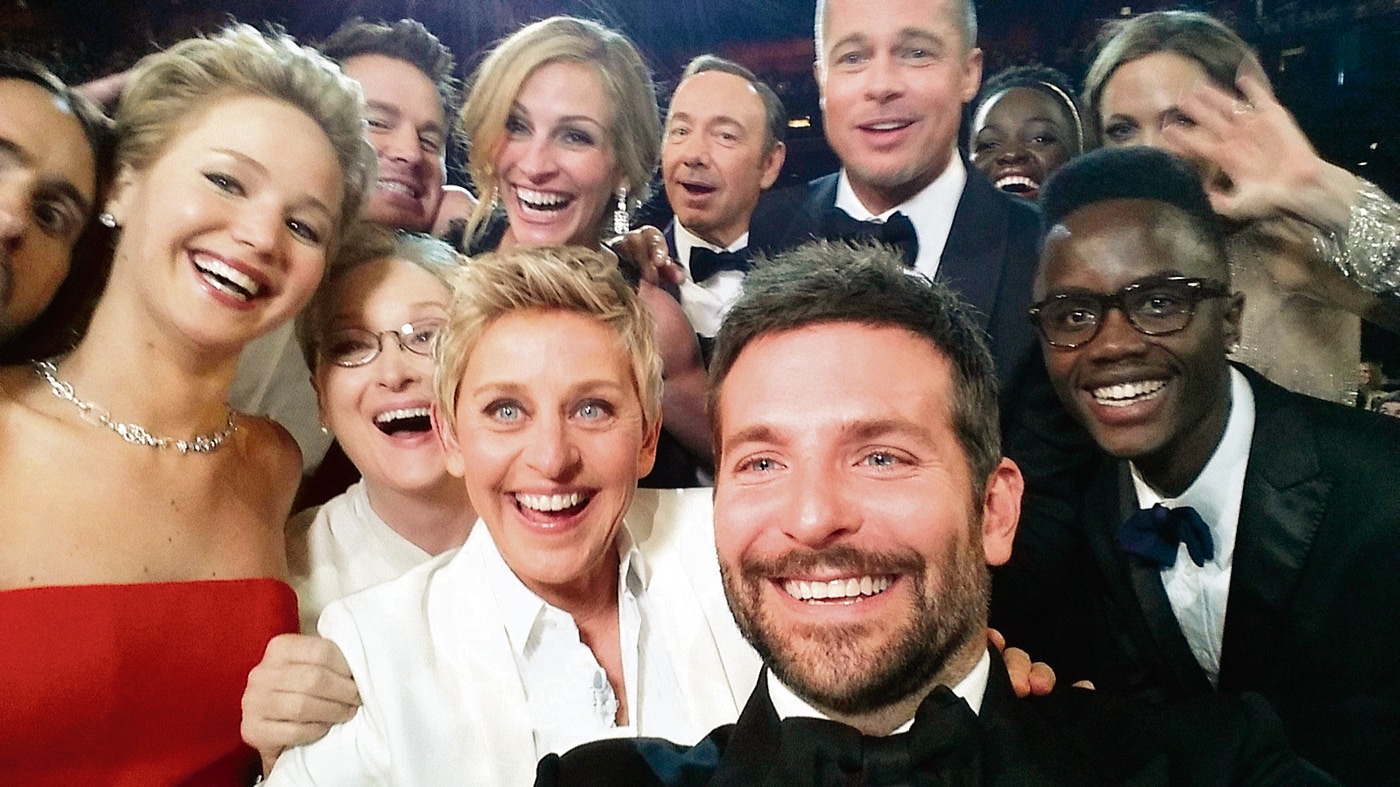 The Oscars selfie; 2014. About 5 billion photos are taken every day, worldwide. (Wikimedia)