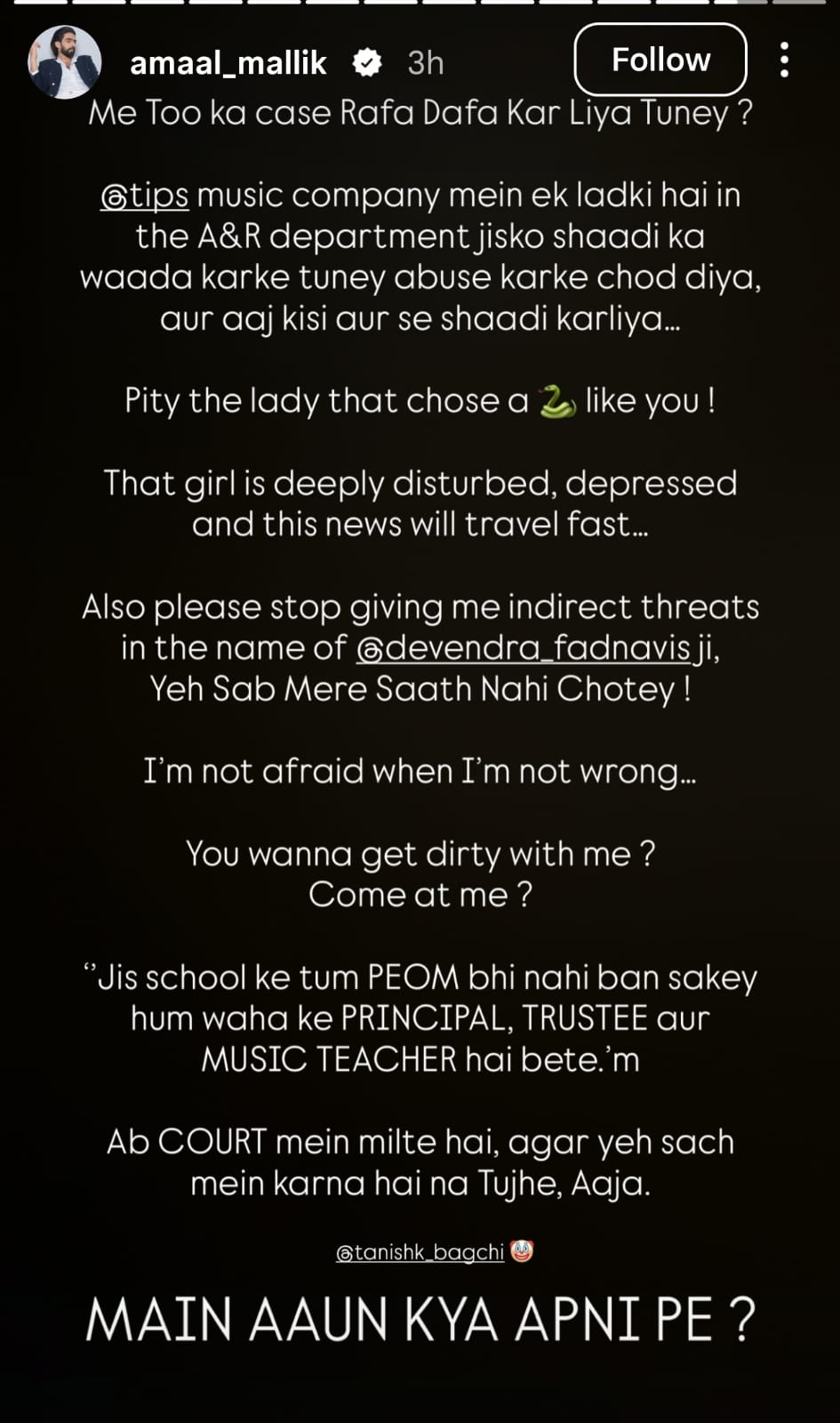 Amaal Mallik says Tanishk Bagchi tried to threaten him.