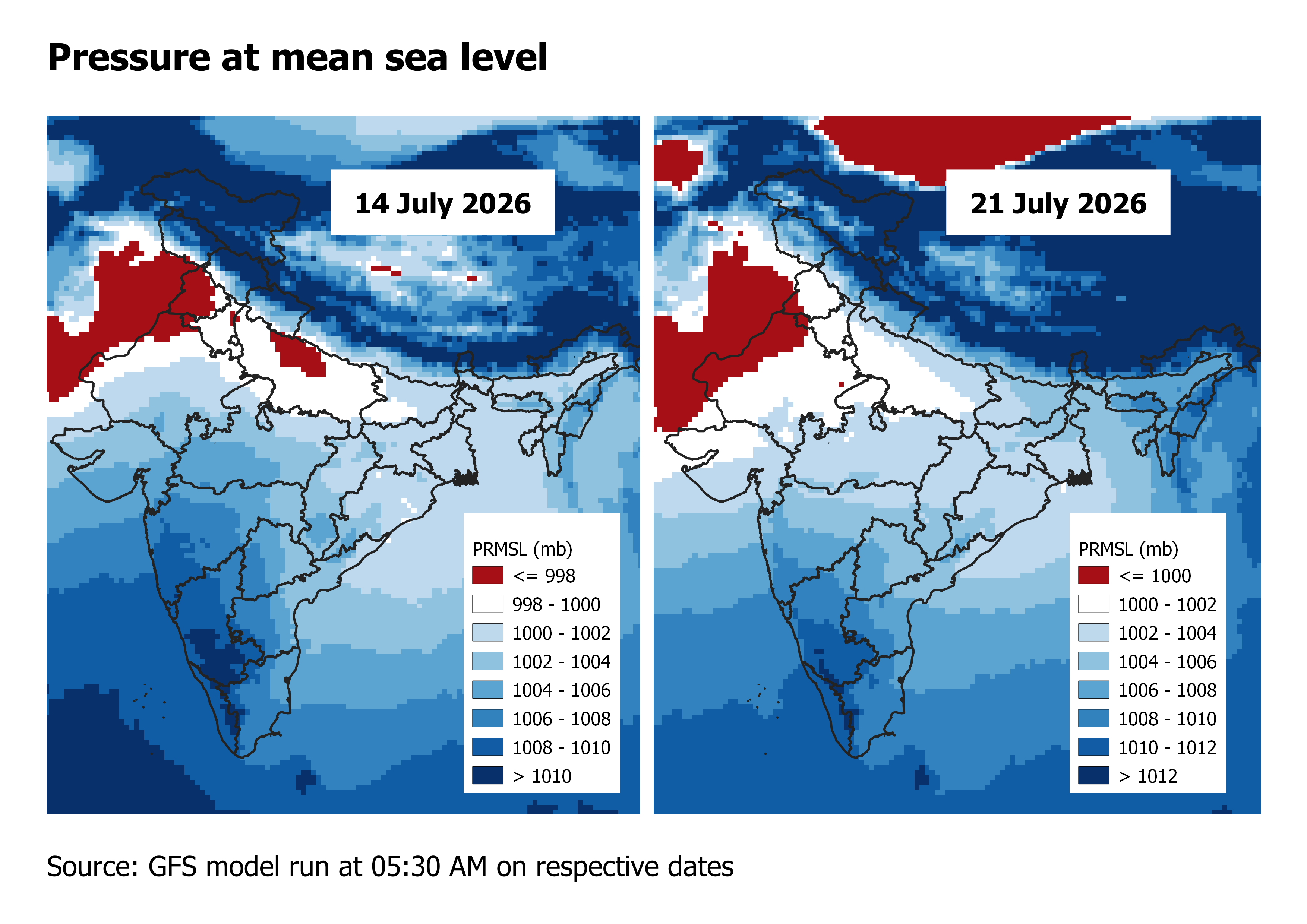 Pressure at mean sea level. Pressure at mean sea level.