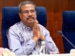 Dharmendra Pradhan officially resigns from his post as Education Minister, in New Delhi.
