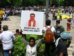 Supporters of the Cockroach Janata Party (CJP) gather during a protest at Jantar Mantar demanding the resignation of Union Education Minister Dharmendra Pradhan.