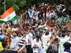 New Delhi, India - July 24, 2026: Supporters of the Cockroach Janata Party (CJP) gather during a protest at Jantar Mantar demanding the resignation of Union Education Minister Dharmendra Pradhan over alleged irregularities in the NEET examination, in New Delhi, India, on Friday, July 24, 2026. (Photo by Sanjeev Verma/ Hindustan Times)
