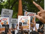 Demonstrators holding posters take part in a protest rally in Mumbai on July 24, 2026 in solidarity with the ongoing protest by the Cockroach Janta Party (CJP) at New Delhi's Jantar Mantar.