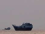Vessels at the Strait of Hormuz, as seen from Musandam, Oman, July 21, 2026.