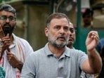 Leader of Opposition in Lok Sabha and Congress MP Rahul Gandhi addresses a press conference amid the ongoing protest over the alleged NEET paper leak issue, in New Delhi, Saturday.