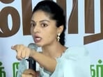 The organisers stopped Sanam Shetty from finishing her speech after she was booed.
