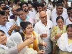 Uttar Pradesh Congress president Ajay Rai and others during the candlelight march in Lucknow on Friday. (SOURCED IMAGE)