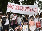 Youth protesters in Lucknow on Friday. (Deepak Gupta/HT Photo)