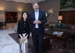 (L-R) Sommelier Manuela Lo Conte with Ambassador of Germany to India and Bhutan Dr Philipp Ackermann