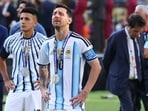 Lionel Messi reacts after losing to Spain in the World Cup final.