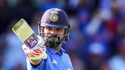 Rohit Sharma celebrates his century during 3rd ODI against England. (ANI Pic Service) Rohit Sharma celebrates his century during 3rd ODI against England. (ANI Pic Service)