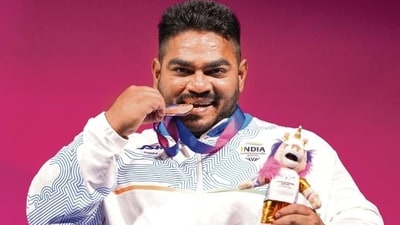 Jhandu Kumar competed  in men’s heavyweight para powerlifting. (Photo: Ravi Choudhary/ PTI)