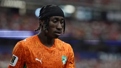 Yan Diomande reacts during the 2026 World Cup round of 32 match. (AFP)