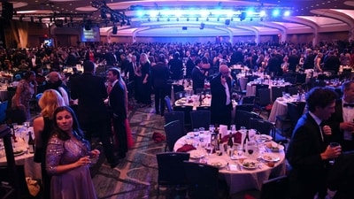 Attendees are seen inside the ballroom after shots were reportedly fired during the White House Correspondents' dinner at the Washington Hilton in Washington, DC, on April 25, 2026. (AFP) Attendees are seen inside the ballroom after shots were reportedly fired during the White House Correspondents' dinner at the Washington Hilton in Washington, DC, on April 25, 2026. (AFP)